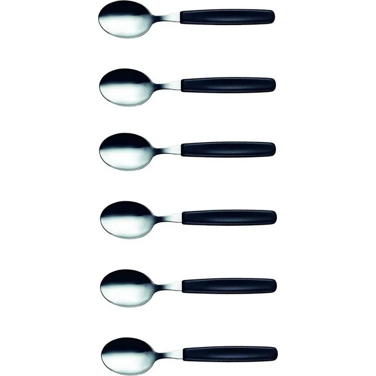 6 VICTORINOX Löffel silber, schwarz glänzend