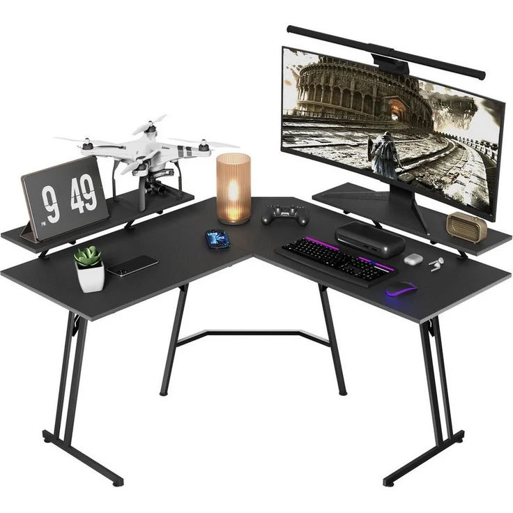 FIVMEN Schreibtisch Computertisch Gaming Tisch L-Frame PC Schreibtisch mit Tischplatte (1 Tisch), Gaming Schreibtisch inkl. Schwarze Kohlefaser für zu Hause/Büro – Bild 5