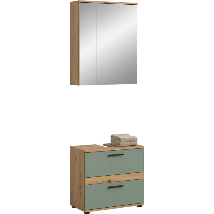 welltime Badmöbel-Set Lucca, bestehend aus: 1x Waschbeckenunterschrank & 1x Spiegelschrank, (Set, 2-St) – Bild 1