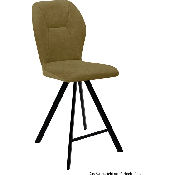 Thekenstuhl (6er-Set) Denicha 51x109x60 Schwarz/Olivgrün