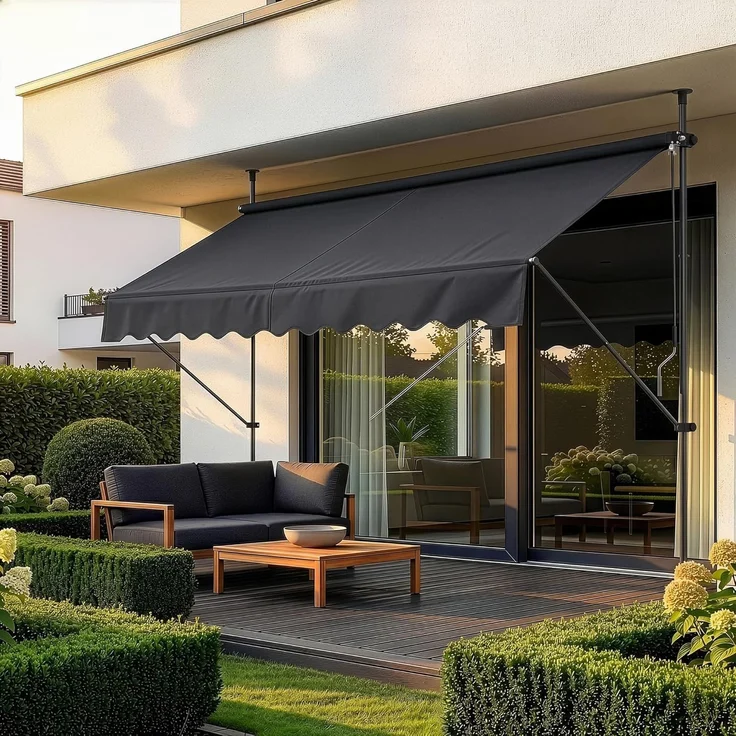 Klemmmarkise Stem 350x120x220-309 cm Schwarz [pro. tec] – Bild 1