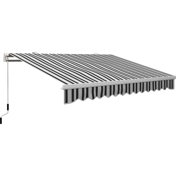 Manuell ausfahrbare Markise 395 x 245 cm, verstellbarer Gelenkarm, UV-Schutz und wasserdicht, Wandmontage, blau-weiß