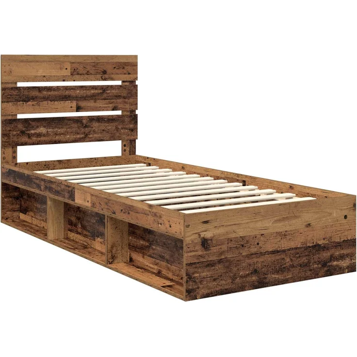 vidaXL Bettrahmen Altholz 75 x 190 cm Massives Kiefernholz 3411806 – Bild 3