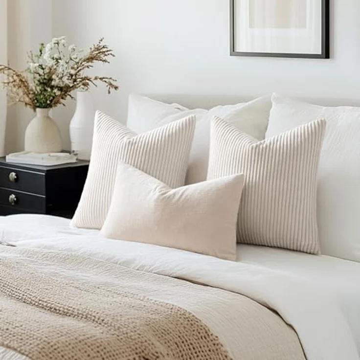 MIULEE 2er Set Weihnachten Kissenbezüge Kord Kissenhülle Dekorative Kissenbezug Sofakissen Couchkissen Dekokissen Zierkissenbezug Deko Kissenhülle mit Verstecktem Reißverschluss 40x40 cm Beige – Bild 8