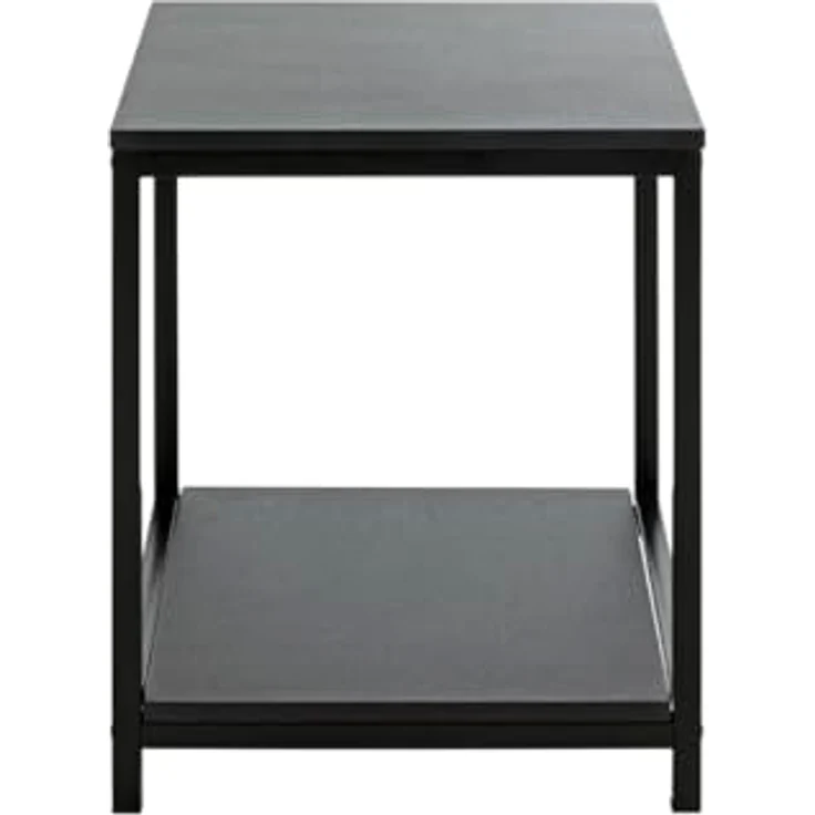 XXXL Beistelltisch, quadratisch, Schwarz, Metall und Holzwerkstoff, 40x50x40 cm, mit offenem Fach – Bild 4