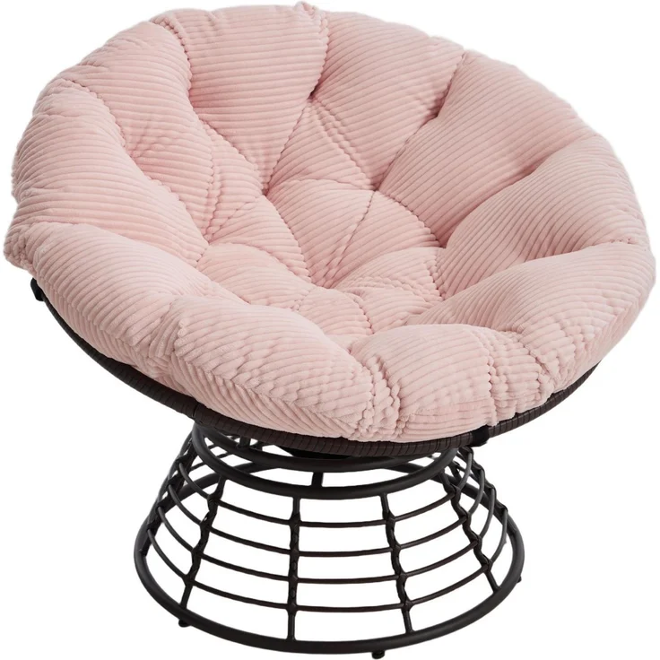 LVHOM Relaxsessel Papasansessel Rattanstuhl mit Kissen, 360° drehbar, Durchmesser 92 cm (Komfortables Sitzerlebnis, 10cm rundes Sitzkissen, ergonomisches Design, rutschfeste Füße, rostfreier Stahlrahmen, Belastbarkeit 130kg), geeignet für Wohnzimmer, S... – Bild 1