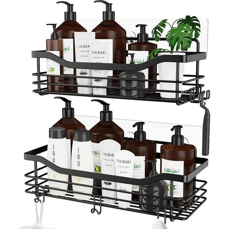 Refined Living Duschregal Duschablage ohne Bohren,Edelstahl Duschablage mit 5 Haken,2 Stück, Duschkörbe für Bad Küche Toilette,Duschregal,Badezimmer Regal Organizer,für Badezimmer, Schränke, Küchen 2-tlg, elbstklebender Duschkorb zur Aufbewahrung von B...