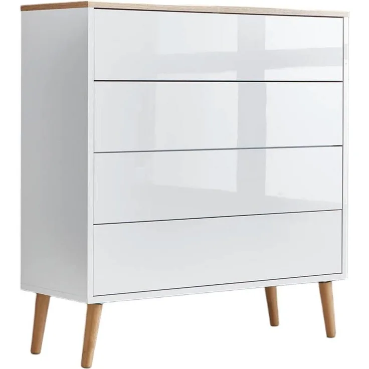 BMG Möbel Kommode Mailand (Schubladenkommode Sideboard Kommode Anrichte, mit Massivholzfuß), Push-to-open-Funktion
