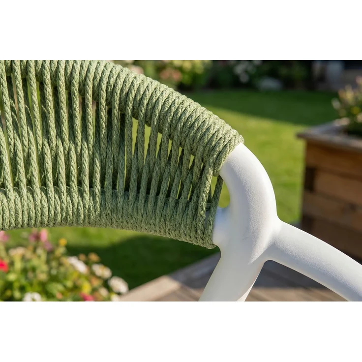 KAWOLA Gartenstuhl KISO Outdoor weiß mit Kissen Rückenlehne Rope grün 79 x 58 x 54 cm – Bild 7