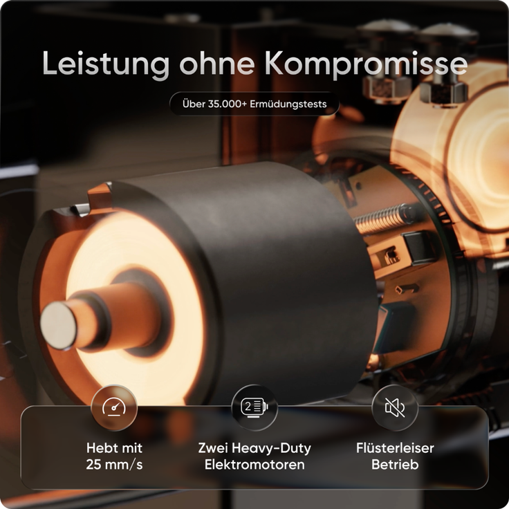 DESKSPACE Höhenverstellbarer Schreibtisch elektrisch mit leisem Dual-Motor – stabiles 4-Bein-Gestell (Weiß Gestell, Weiß Tischplatte, 140×70 cm) – Bild 4