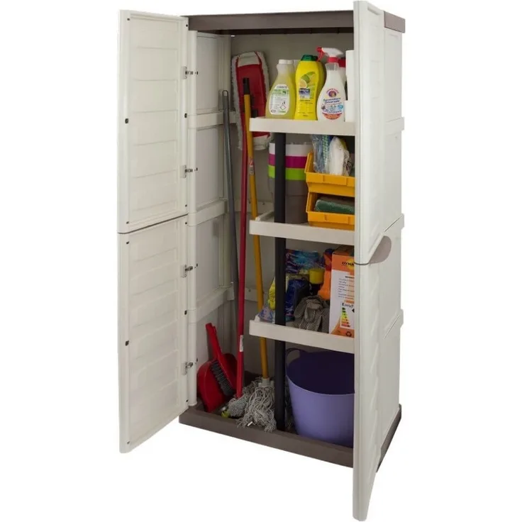 GarPet Garten-Geräteschrank Besenschrank Gartenschrank Kunststoff Putzschrank Wasserdicht Schrank