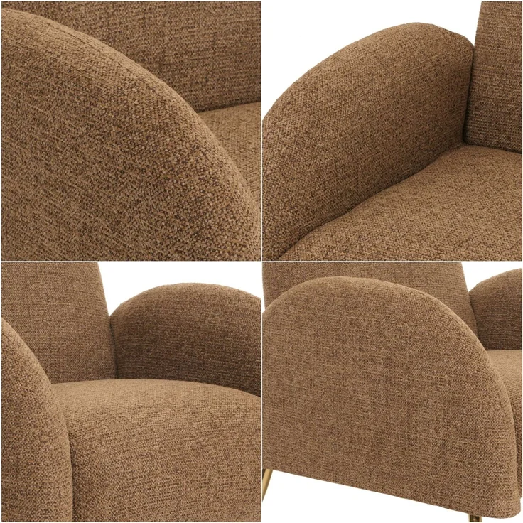 Lounge-Sessel HWC-N69, Cocktailsessel Sessel, Retro Nosagfederung Stoff/Textil Chenille ~ coffee – Bild 5