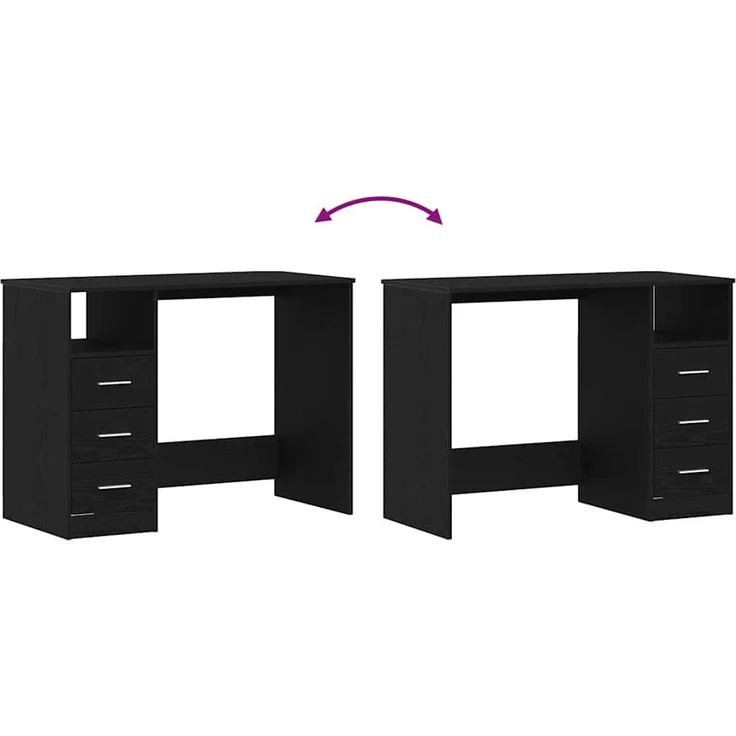 vidaXL Schreibtisch mit Schubladen Schwarz Eichen-Optik 102x50x76 cm 861993 – Bild 8