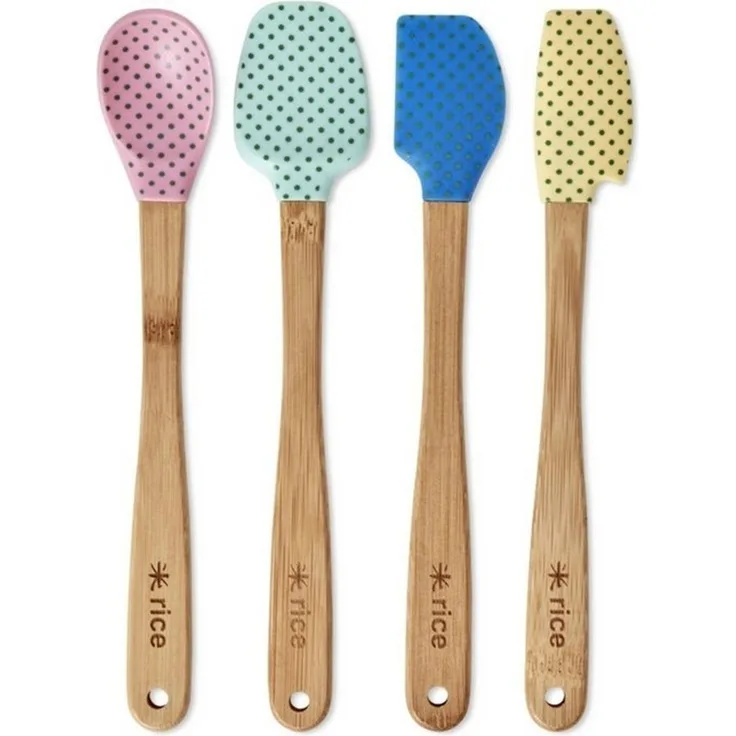 rice Teigschaber Silikon-Schaber Set 4-teilig Bambus Küchenhelfer bunt 21 cm