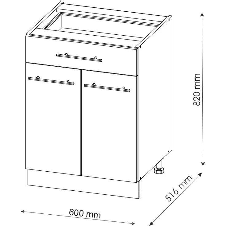 Küchenunterschrank Fame-Line Anthrazit-Gold 60 cm mit Schublade, ohne Arbeitsplatte Vicco – Bild 3