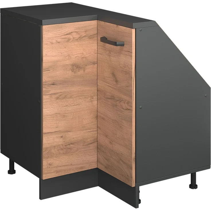 Eck-Küchenschrank für Dachschrägen R-Line Goldkraft Eiche 75.6 cm mit 1 Tür Vicco – Bild 1