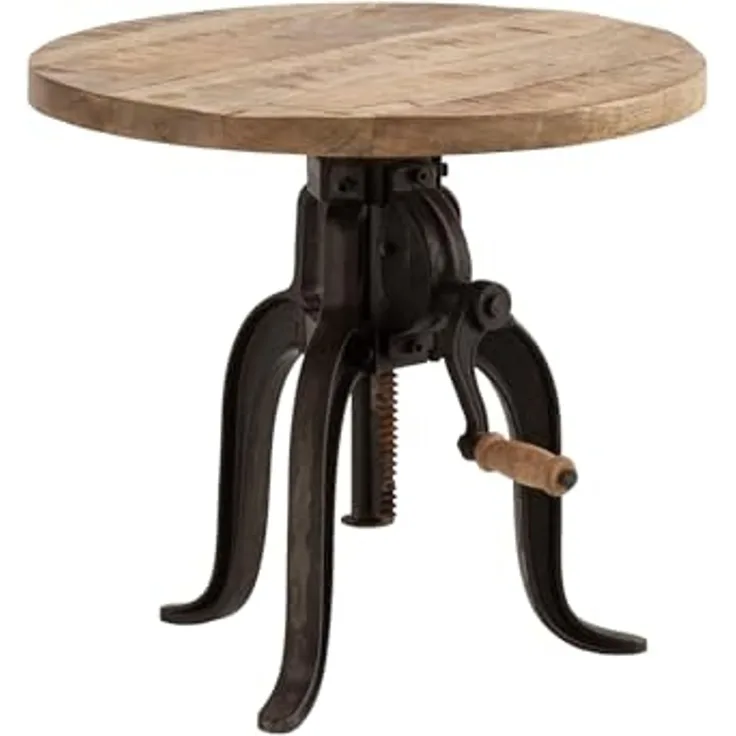 Couchtisch höhenverstellbar aus Mangoholz 50 cm Metallgestell mit Kurbel Beistelltisch Wohnzimmer massivum