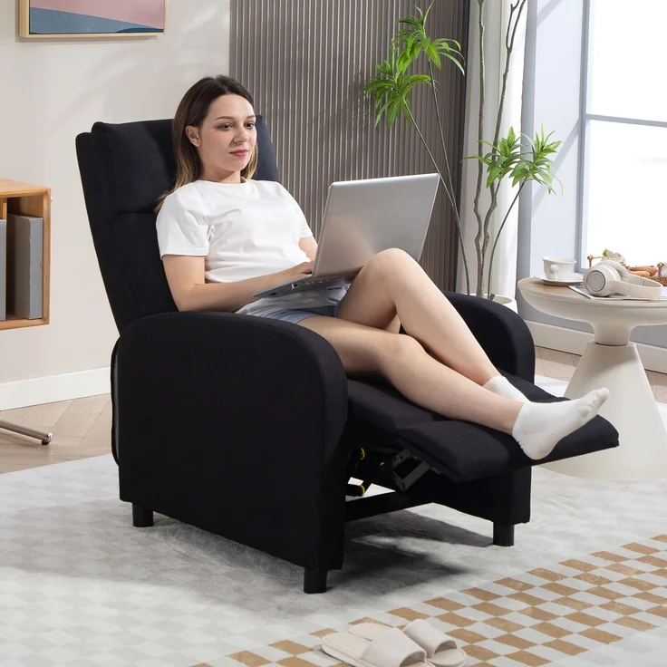 Wohnora-Relaxsessel mit Liegefunktion, ausfahrbares Fußteil, Taschenfederkern, bis 150 kg, Schwarz,H 980cm x T 870cm x B 670cm – Bild 2