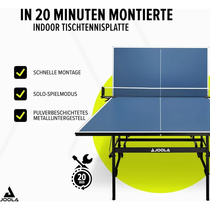 JOOLA Tischtennisplatte Inside 13 Indoor Tischtennistisch klappbares Untergestell – Schneller Aufbau inklusive Netz, blau, 274 x 152,5 x 76 cm – Bild 2