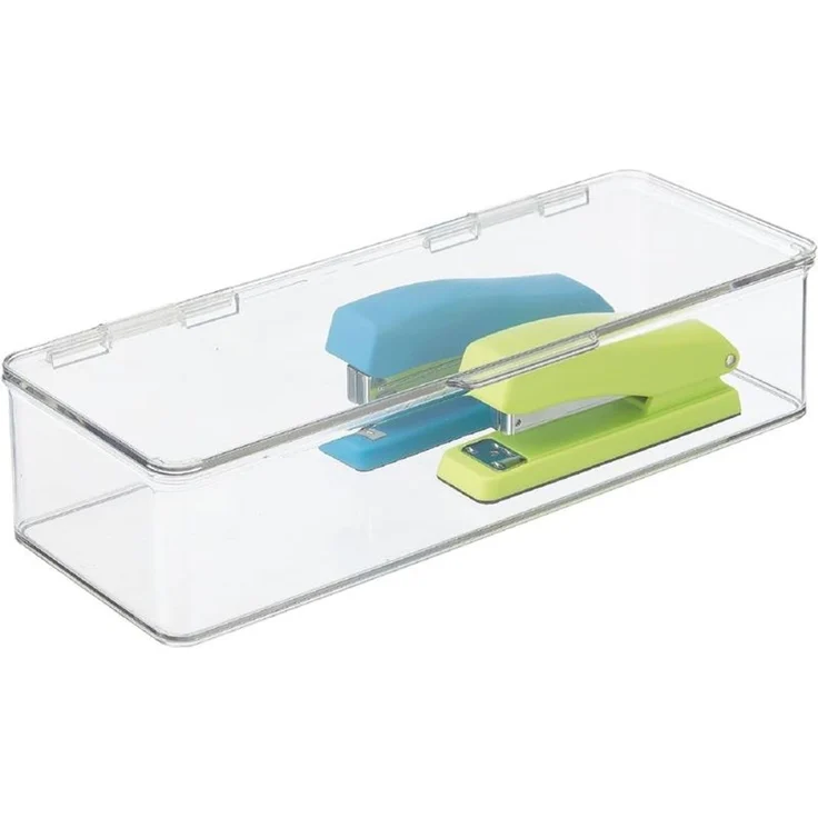 mDesign Organizer Aufbewahrung Ablage Kiste stapelbar Deckel 2er-Set Transparent – Bild 7