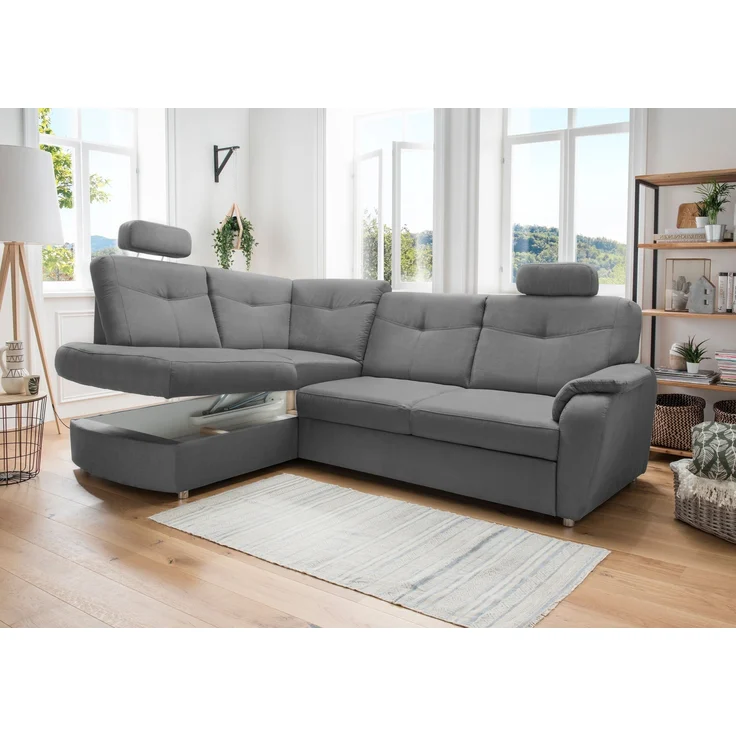 Ecksofa >Elli< in 3618 Mango asche, Mikrofaser - 264x92x180cm (BxHxT) – Bild 3
