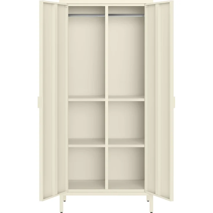 skølm 'Ituri' Kleiderschrank, Metall, 170x45x80 cm, beige, Garderobe mit 4 Fächern und 2 Kleiderstangen – Bild 7