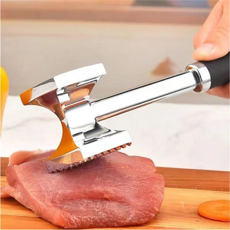 FOUORTUNATE-BEE Fleischklopfer Fleischklopfer Edelstahl doppelseitig Küchenhammer für Fleisch, Küchen Fleischhammer für Steak Hähnchen BBQ Grill Zartmacher – Bild 3