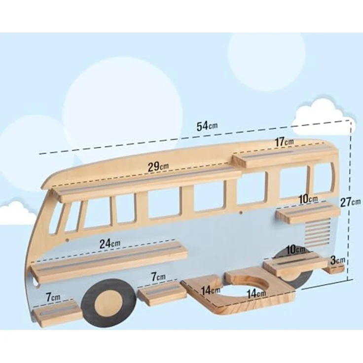 Todeco Tonie-Regal für Toniebox Hörfiguren, Magnetische Aufbewahrung für 20-25 Tonie, Perfekte Tonie Aufbewahrung im Kinderzimmer für Mädchen & Jungen, Bus blau – Bild 3