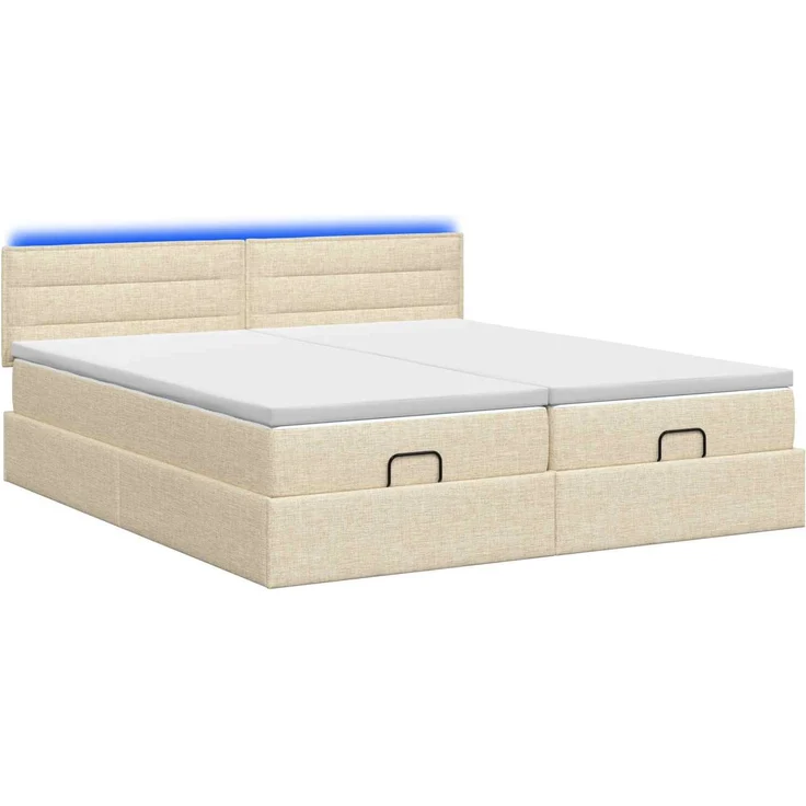 vidaXL Ottoman-Bett mit Matratze und LED Creme 180 x 200 cm Stoff 3457257 – Bild 9