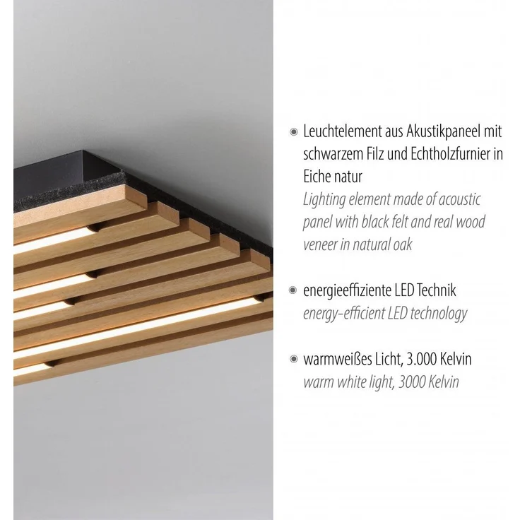 JUST LIGHT 15591-79 AKUSTIK Deckenleuchte Holzoptik 3000K – Bild 7