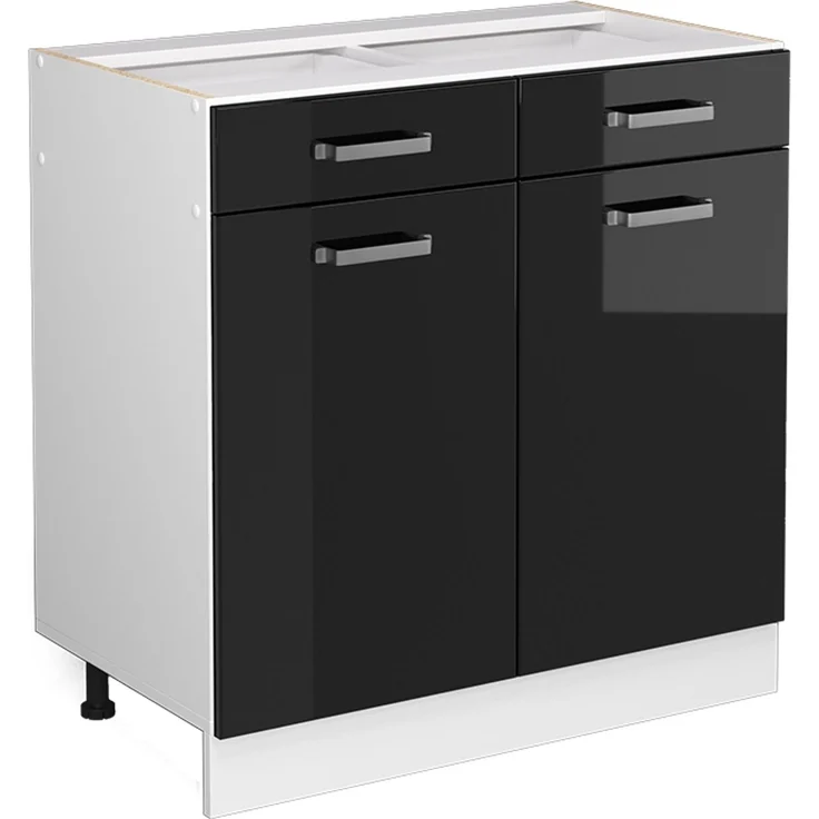 Küchenfront R-Line Schwarz Hochglanz 79.2 x 70.8 cm Möbelfront für den Schubladenunterschrank Vicco – Bild 5