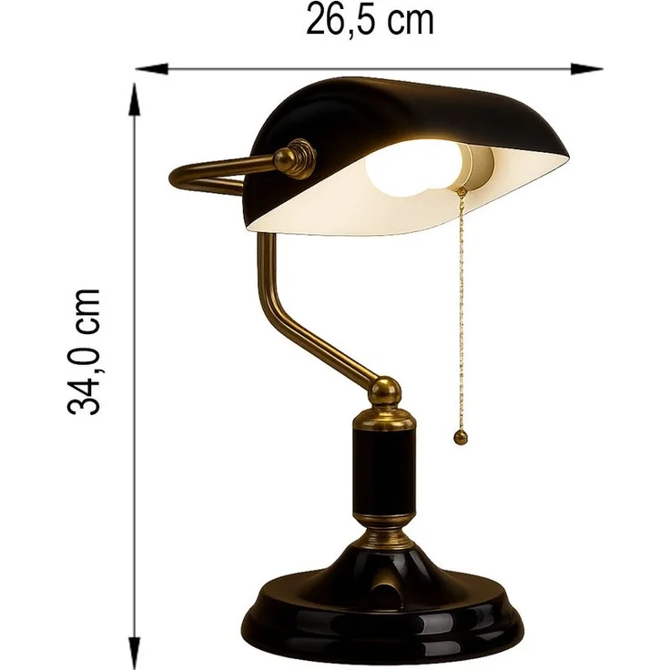 Tischlampe, Bankerleuchte, Metall schwarz gold, H 34 cm – Bild 8