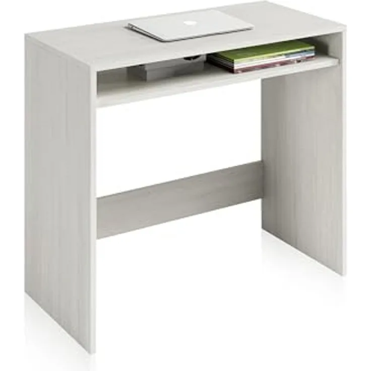 Habitdesign, Schreibtisch in Alpenweiß – kompakter Computertisch/Jugendtisch, für kleine Räume, Studium oder Kinderzimmer, Maße: 79 x 79 x 43 cm (B x H x T), Modell Star New