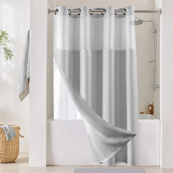 River Dream Lake Wanaka Duschvorhang-Set, Baumwollmischgewebe, Waffelgewebe, mit Ersatz-Futter, 137,2x203,2 cm