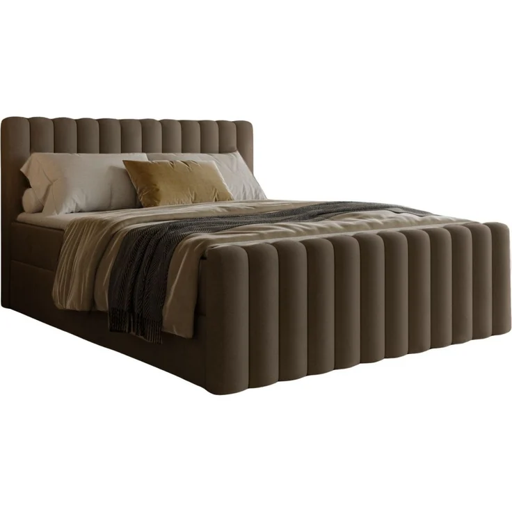 Compleo Boxspringbett INES aus Samt mit Matratze, Stauraum und gepolstertem Kopfteil (120x200 140x200 160x200 180x200 200x200) – Bild 2