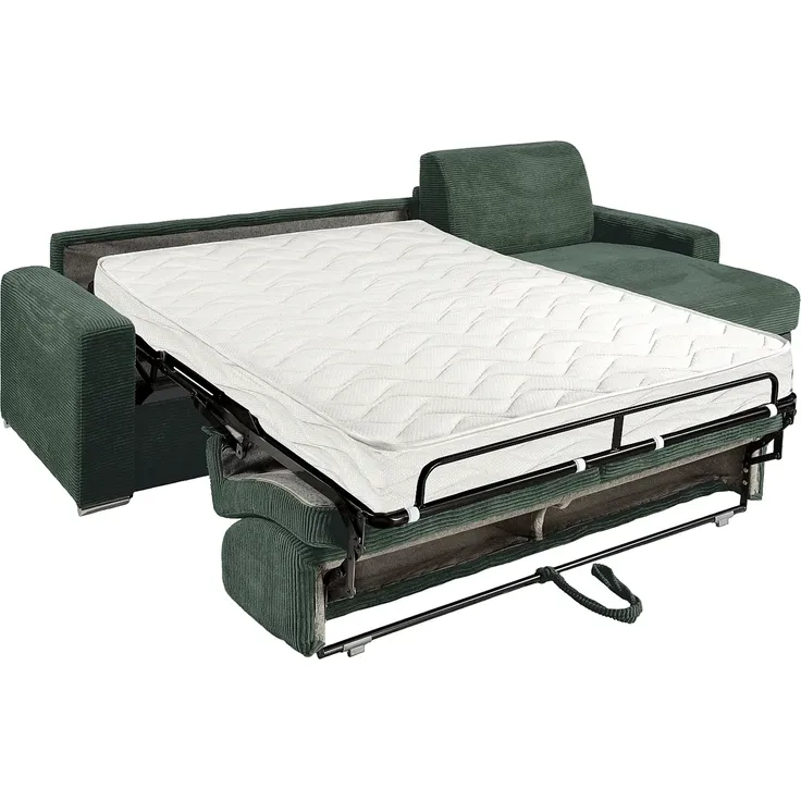 Vente-unique - CALITO Sofa SamtStoff Grün - B 223 cm152 cm x H 90 cm x L 278 cm – Bild 4