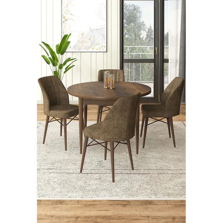 Skye Decor 'Rox - Baroque, Brown' Essgruppe (5-teilig), Barock / Braun, 90 x 75 x 90 cm