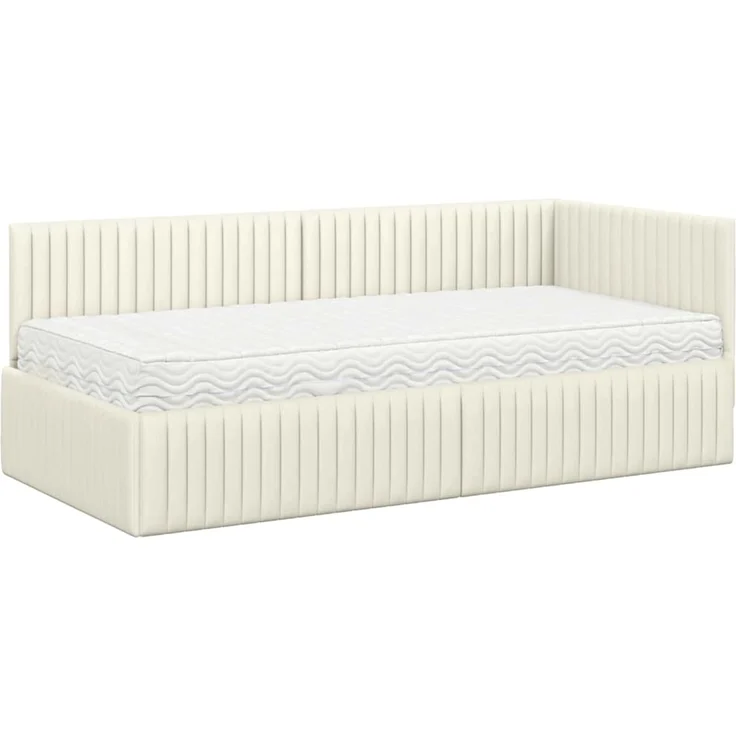 vidaXL Eckbettgestell mit Matratze 2 pcs Creme Samt 3393815 – Bild 4