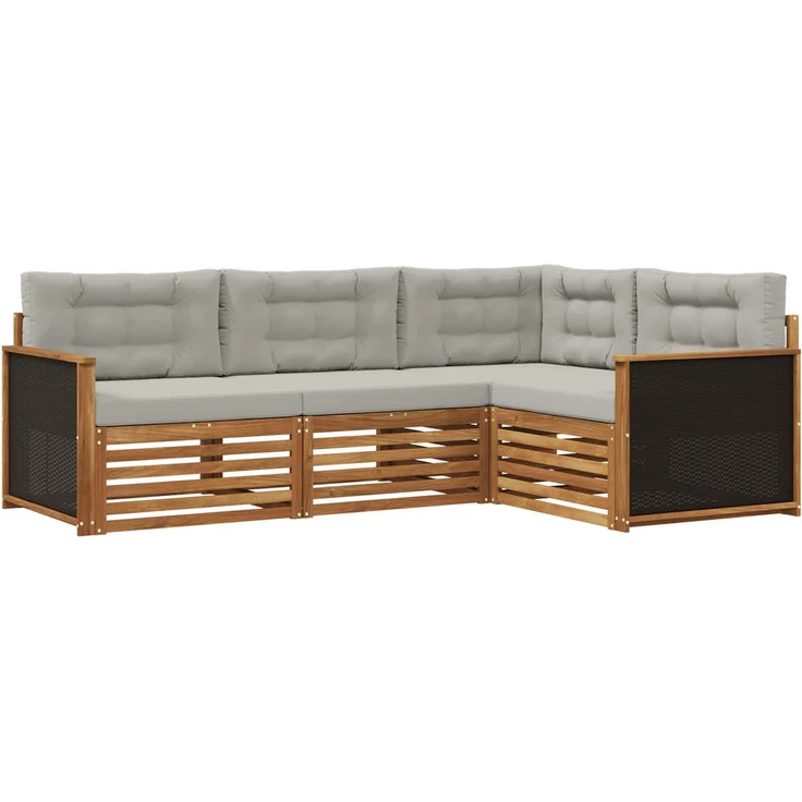 vidaXL Outdoor-Sofagarnitur 4 stk. 4-Sitzer Natur und Hellgrau 3383284 – Bild 2