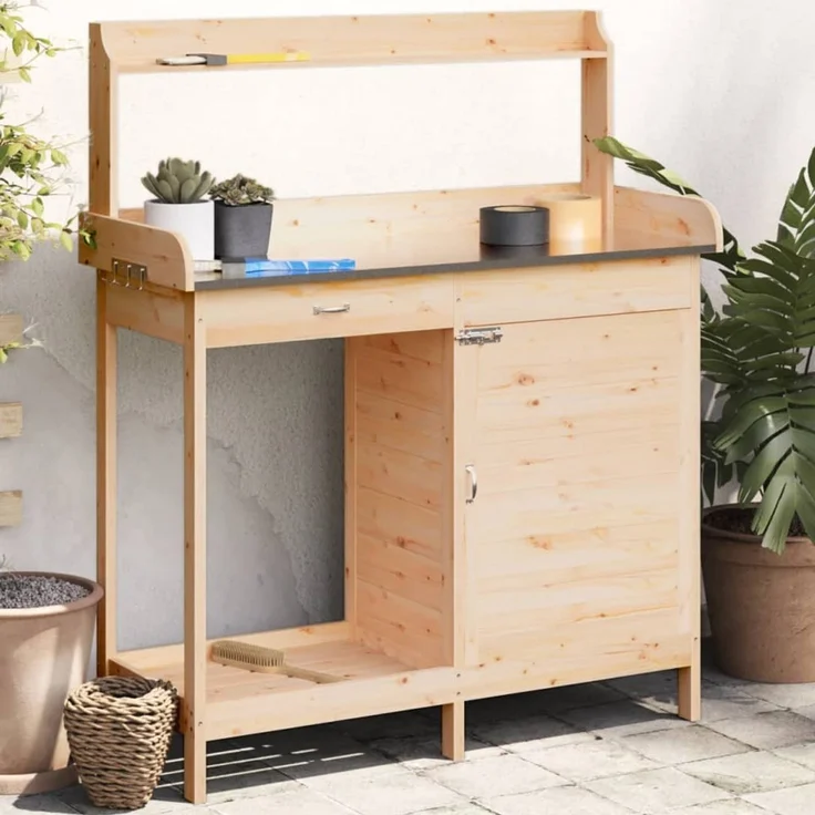 vidaXL Pflanztisch mit Schrank 110,5x45x124,5 cm Massivholz Tanne 156343 – Bild 1