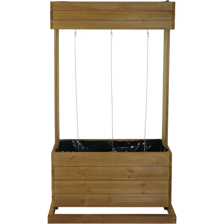 Hochbeet HWC-L72, Pflanzkasten Rankhilfe Pflanzkübel Blumenkasten, 145x85x50cm Outdoor Tanne Holz FSC®, braun – Bild 7