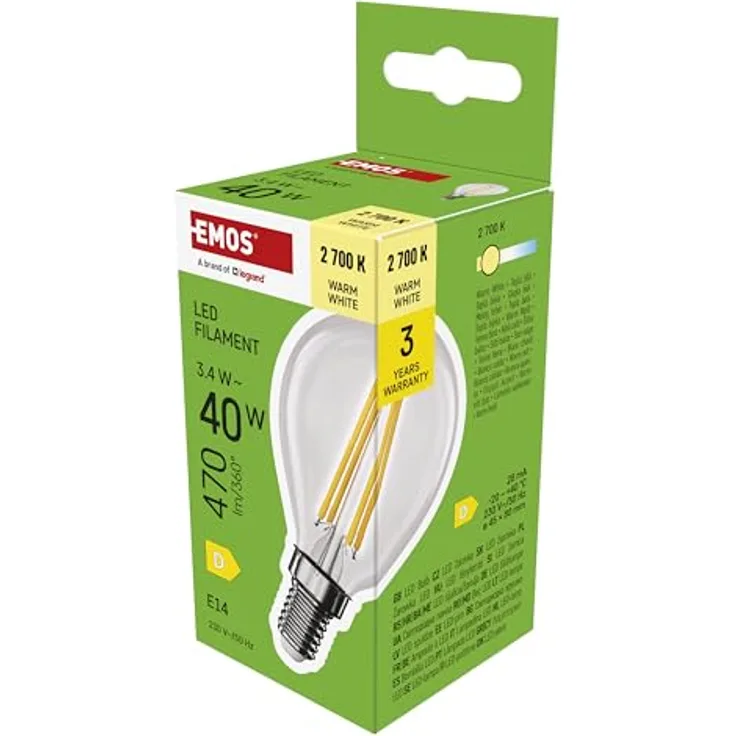 EMOS LED Lampe Edison MiniGlobe, 3,4W, E14 Sockel, 470 lm warmweiß 2700 K, 25000 h Lebensdauer, CRI > 80, 360° Abstrahlwinkel