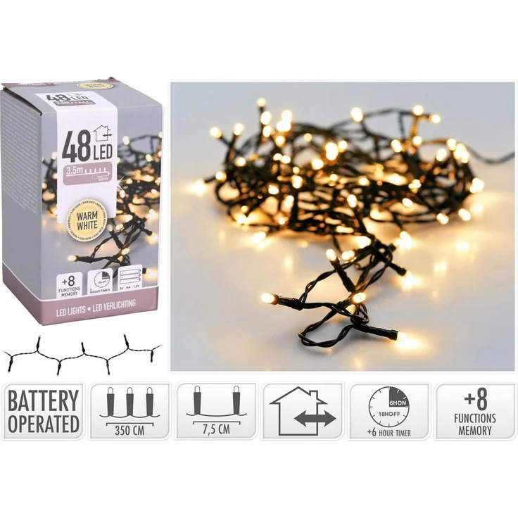 mucHome LED-Lichterkette 1,8-14,5 Meter warmweiß Batterie 8 Funktionen inkl. 6-Std Timer – Bild 4