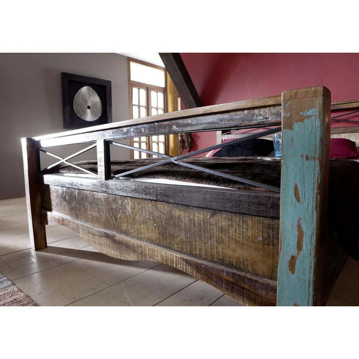 Bett Altholz 206x216x100 mehrfarbig lackiert NATURE OF SPIRIT #48 – Bild 3