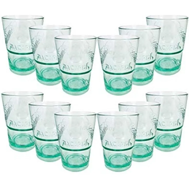 Bacardi Rum KUNSTSTOFF Glas - Gläser Set - 12x Kunststoff Gläser Mojito Longdrinkglas Cuba Libre Cocktail Bar
