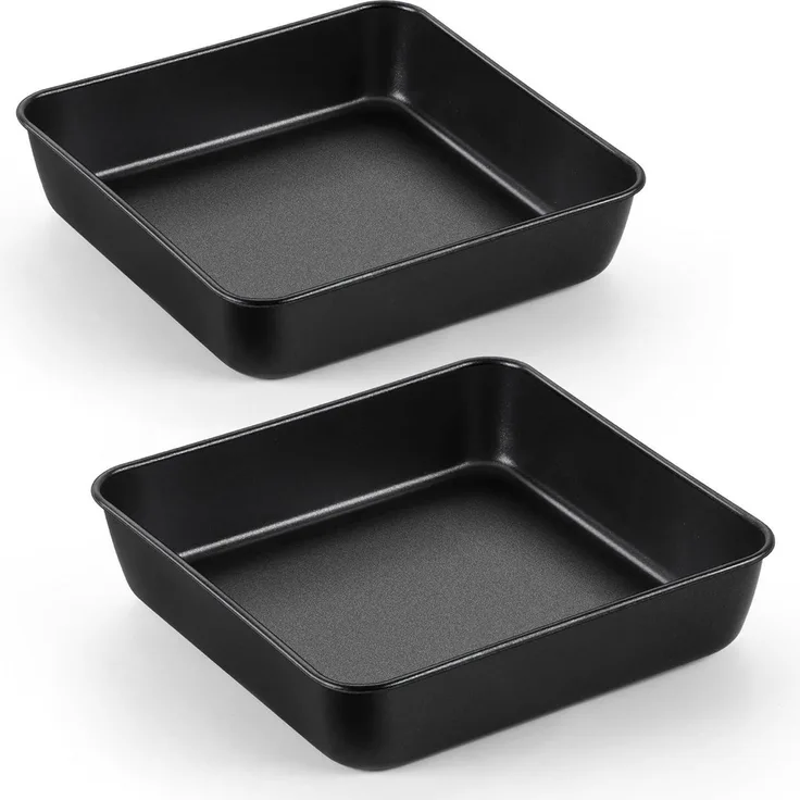 Joyfair Quadratische Kuchenform 2er Set Edelstahl Antihaft 21x21x5 cm Brownie