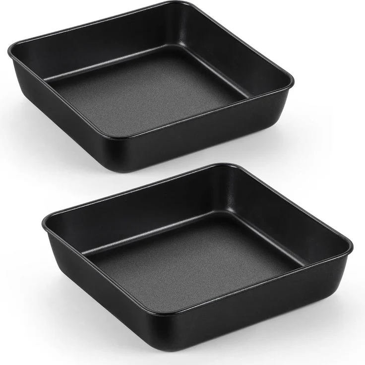 Joyfair Quadratische Kuchenform 2er Set Edelstahl Antihaft 21x21x5 cm Brownie – Bild 1