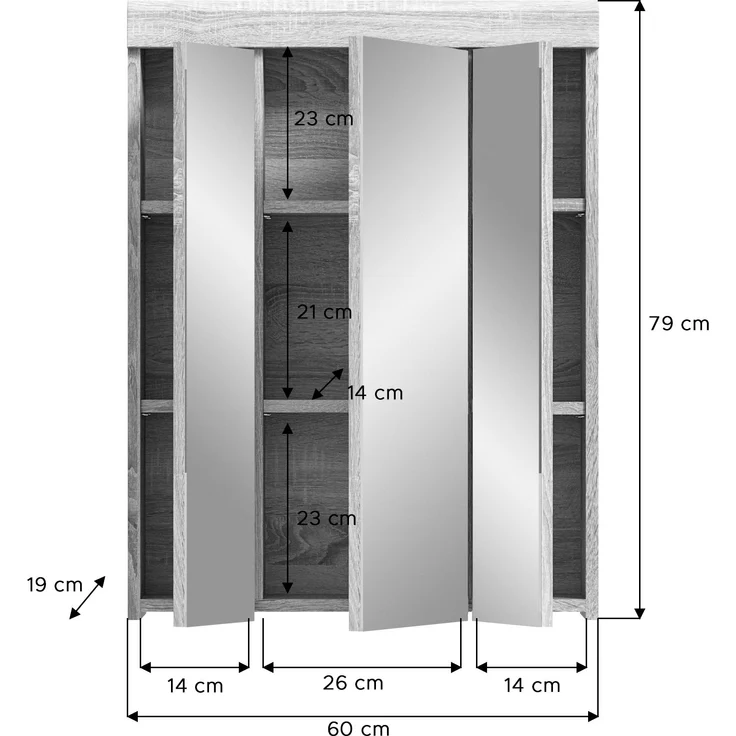 Badezimmer-Set >Lambada< in sonoma eiche hell/weiß - 112x191x34cm (BxHxT) – Bild 4