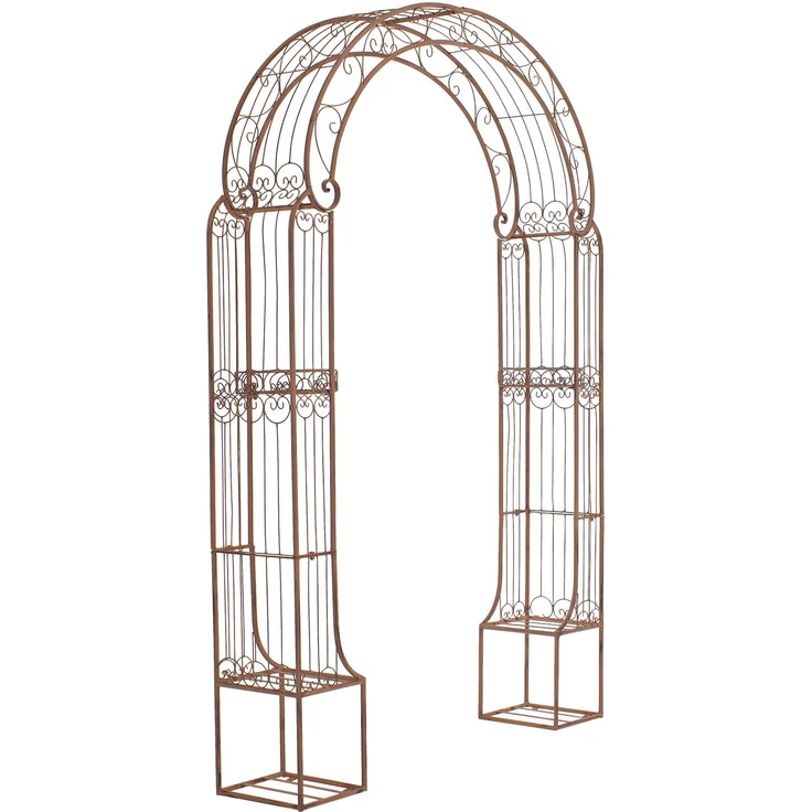 Rosenbogen BIRGER - 163 x 34 x 239,5 cm, Metall, Antik-Braun | Rankhilfe Rosen Rankgitter Gartendekoration – Bild 1