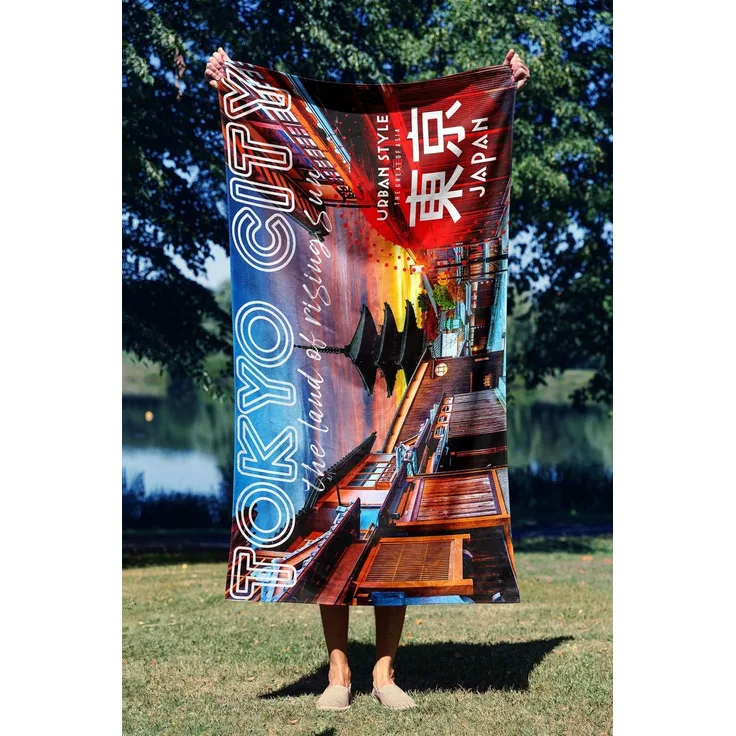 Mijolnir 'Tokyo Rising Sun 70' Strandtuch, Mehrfarbig, 70 x 130 cm
